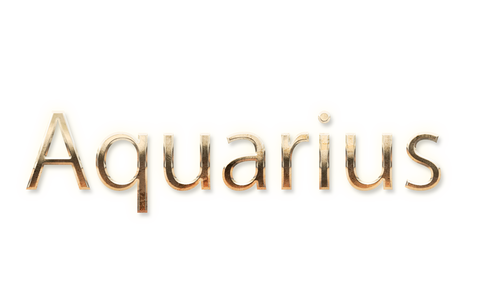 zodiac sign AQUARIAN word AQUARIUS gold text typography PNG images free